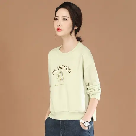 韩潮袭人圆领印花休闲长袖卫衣女2023秋装新款钉珠宽松显瘦上衣商品大图