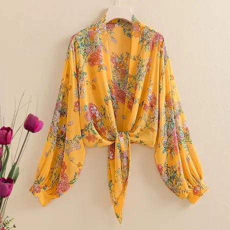 防晒衣女夏季短款大码宽松薄款女式开衫雪纺衫沙滩披肩夏天外衣仙商品大图