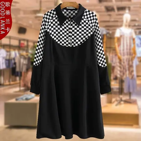 40-50岁中年妈妈秋装连衣裙大码宽松显瘦洋气减龄拼接长袖连衣裙商品大图