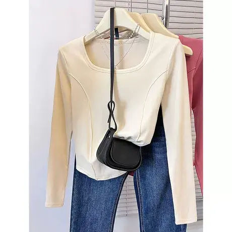 德绒内搭打底衫女春秋冬季长袖T恤修身显瘦小众设计感洋气上衣潮商品大图