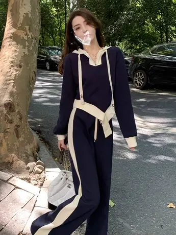 胖mm春秋季薄款大码减龄运动服套装女遮肉显瘦卫衣裤两件套200斤商品大图