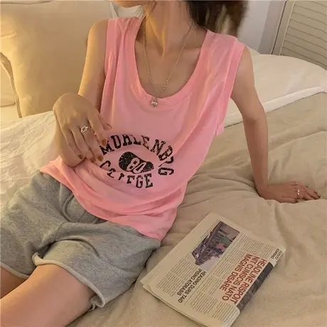 港风日系小吊带背心女夏季新款外穿辣妹无袖t恤内搭运动百搭上衣图片