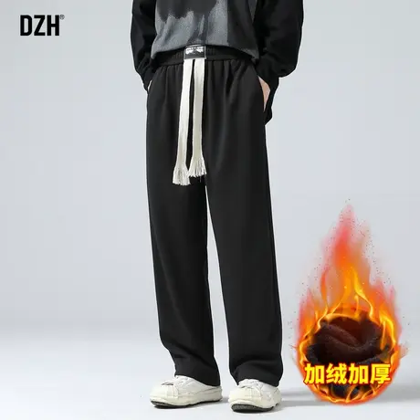 男士加绒卫裤男冬季直筒宽松休闲裤2024年新款长裤子日系慵懒坠感图片