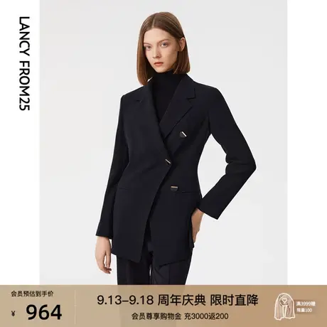 朗姿轻商务黑色职业西装正装春秋新款职业收腰显瘦西服外套上衣女图片