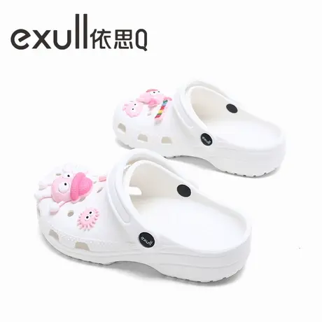 exull/依思Q洞洞鞋女士时尚卡通外穿百搭包头护士防滑厚底半凉拖商品大图