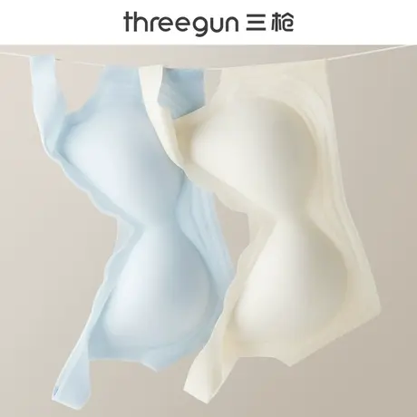 三枪内衣女薄款防滑无痕美背无钢圈收副乳软支撑大胸显小聚拢文胸商品大图