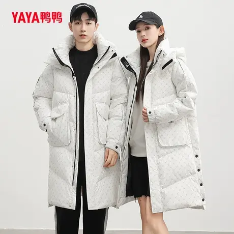 鸭鸭情侣羽绒服2023年秋季新款中长款连帽休闲时尚保暖外套Y图片