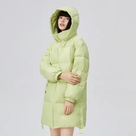 艾莱依立体拼接羽绒服女2022年新款中长款连帽趣味减龄秋冬季外套商品大图