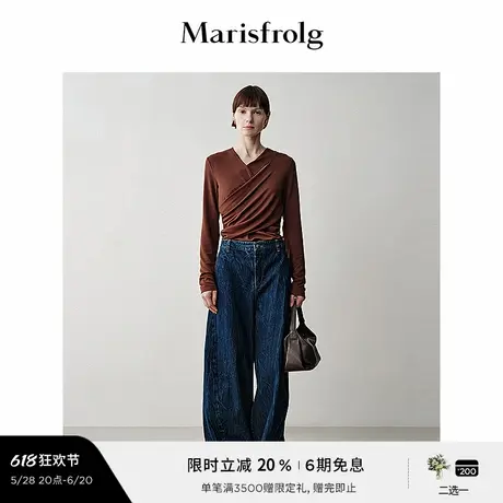【蛋型裤】玛丝菲尔秋裂纹原色水洗复古牛仔休闲香蕉长裤图片