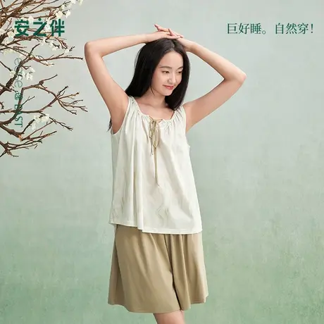 安之伴【巨凉感】睡衣女夏季2025新款宽松大码纯棉背心短裤家居服商品大图