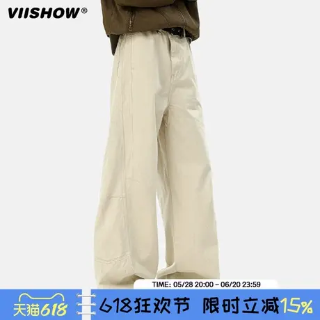 VIISHOW美式工装牛仔裤男春季潮牌cleanfit宽松直筒阔腿长裤子商品大图