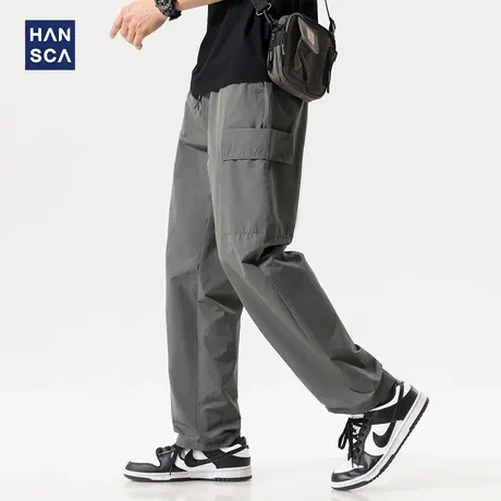 hansca高街宽松直筒工装裤男款2025夏季多口袋潮牌户外防水休闲裤商品大图