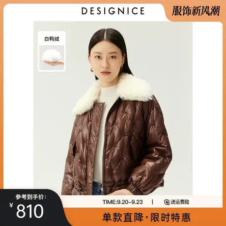 迪赛尼斯冬季新款咖色温暖显瘦时尚质感小个子短羽绒服女士图片