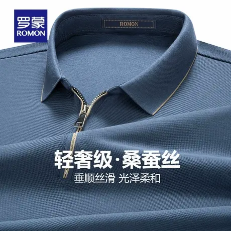 【含桑蚕丝】罗蒙春季男士长袖T恤2024新款休闲百搭拉链POLO衫男图片