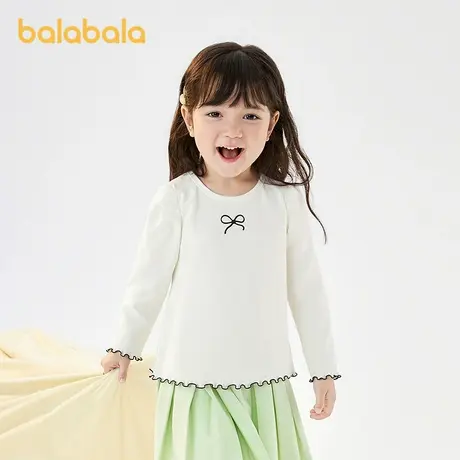 巴拉巴拉balaOne女童长袖T恤秋季新品宝宝打底衫小童内衣秋衣甜美图片