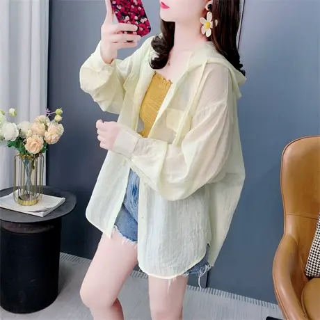 设计感连帽防晒衣衬衫女款夏小个子透气宽松休闲薄款透气外套上衣图片