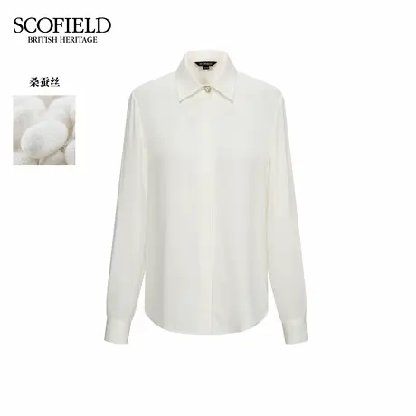 【桑蚕丝】Scofield女装气质纯色缎面衬衫水钻装饰扣2025秋季新品图片