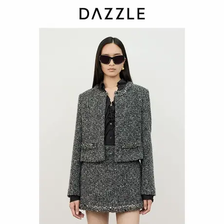 DAZZLE地素 短外套2024冬季新款粗花呢短外套商品大图