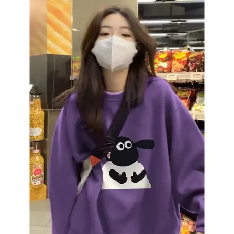 卡通动漫印花无帽卫衣女2023秋季新款宽松韩版薄款圆领上衣潮ins图片