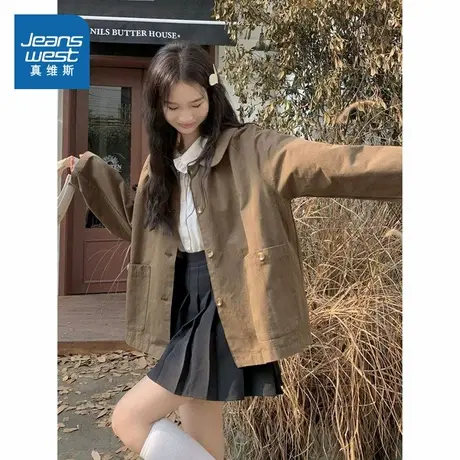 LE真维斯女装2024秋季新款 潮流时尚女款韩版宽松小个子外搭外套商品大图