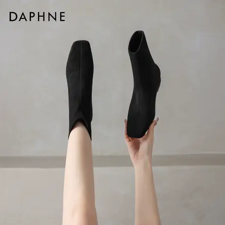 达芙妮短靴子2025新款秋冬黑色增高瘦瘦靴西部牛仔马丁靴袜靴法式图片