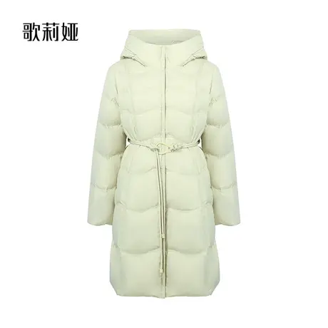 歌莉娅中长款羽绒服2023冬季新款保暖鹅绒收腰连帽外套1BSC8C260商品大图