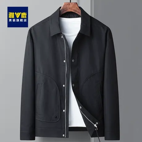 雅鹿夹克男2023春秋新款美式复古飞行员上衣时尚休闲潮流宽松外套商品大图