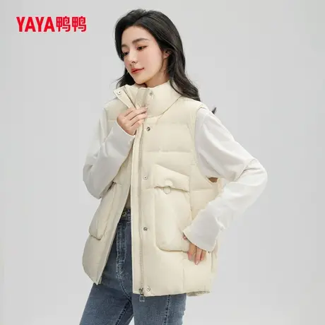 鸭鸭羽绒马甲女2023年冬季新品女短款立领小个子百搭上衣J图片
