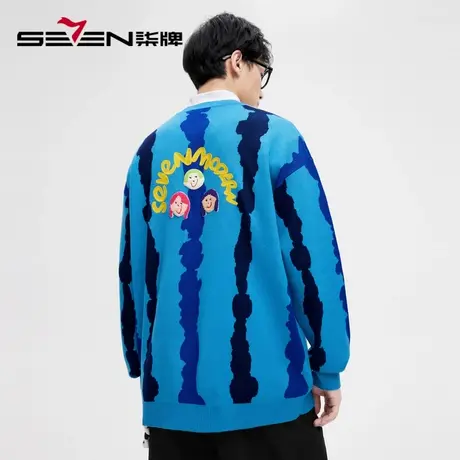 柒牌旗下清仓潮牌SVNMDN圆领毛衫男2022秋冬时尚保暖宽松套头毛衣图片