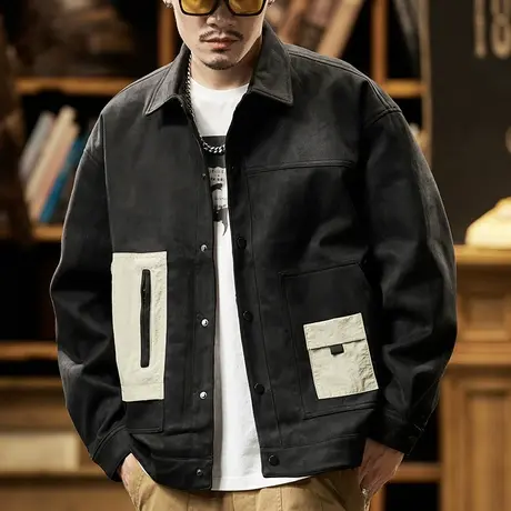 帅气宽松夹克外套男潮流秋冬百搭男装休闲舒适美式夹克男士外套商品大图