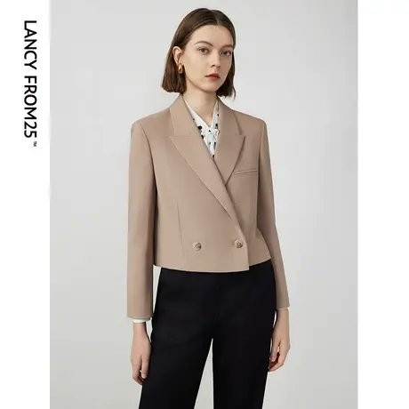 朗姿2024年春季新款职业短款西装外套高级感气质通勤小西服上衣女图片