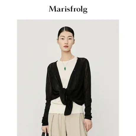 【商场同款】玛丝菲尔冬季新款黑色假两件时髦百搭针织衫商品大图