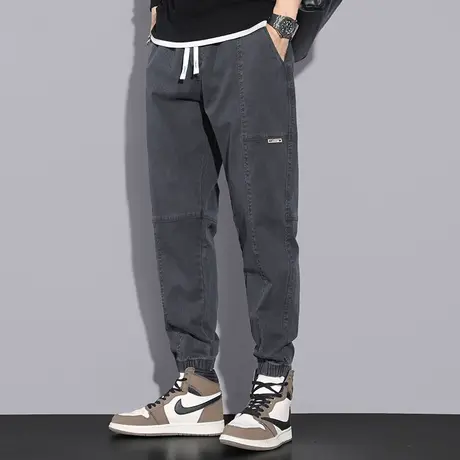 长裤子男士运动休闲裤潮流百搭秋季九分小脚束脚抽绳灰色卫裤百搭商品大图