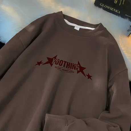 350g重磅男士卫衣秋冬款圆领无帽长袖t恤宽松潮流百搭套头上衣服商品大图