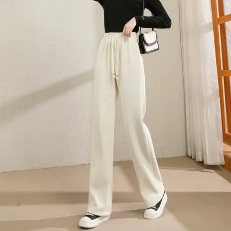 时尚气质休闲直筒裤2023年春季新款女简约百搭高腰显瘦垂感阔腿裤商品大图