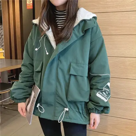 短外套女棉服2021新款韩版宽松百搭工装潮学生bf棒球服加绒厚秋冬图片