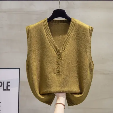 v领针织马甲背心女2023秋装新款韩版宽松外穿马夹外搭毛衣坎肩潮商品大图