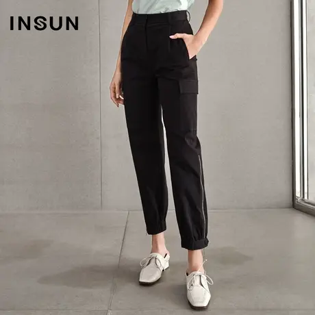 恩裳春季九分裤工装风棉质直筒裤图片