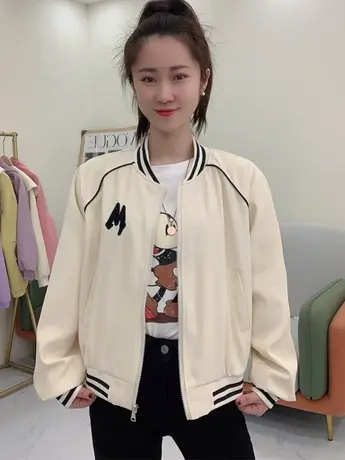 2023美式复古字母棒球服拉链长袖外套女春季简约百搭高级感开衫潮商品大图
