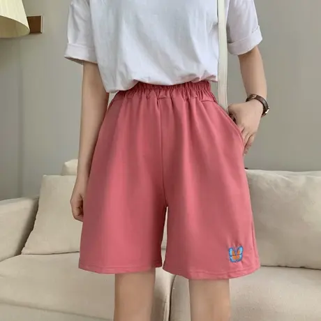 运动短裤女夏2020宽松高腰休闲直筒港味显瘦百搭五分中裤阔腿裤子图片