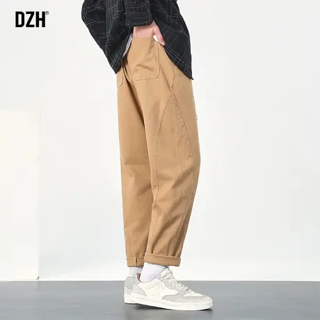 男士日系卡其色裤子男春夏款宽松直筒裤2023年新款纯棉休闲裤长裤商品大图