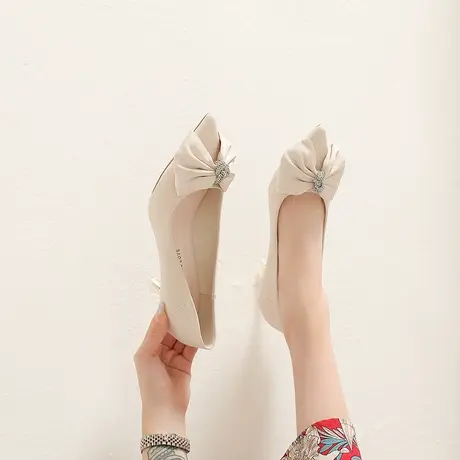 设计感小众单鞋2024年春季新款尖头水钻蝴蝶结仙女风高跟鞋女细跟商品大图