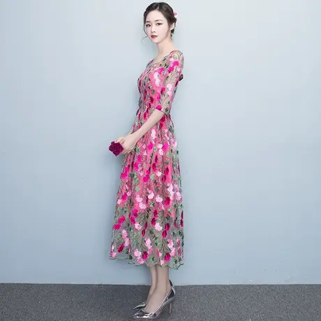 宴会晚礼服2024新款春季中长款公主生日设计感连衣裙小礼服花仙子图片