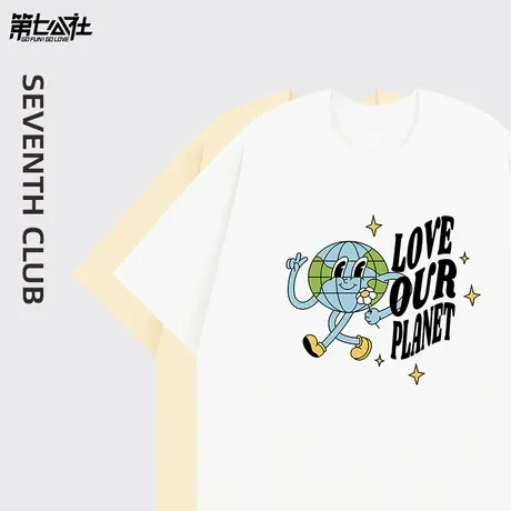 第七公社潮牌t恤女纯棉夏2024新款潮牌设计感小众慵懒风半袖体恤商品大图