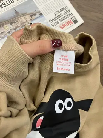 圆领卫衣女落肩oversize小众高街潮牌春秋季薄款复古美式长袖上衣商品大图