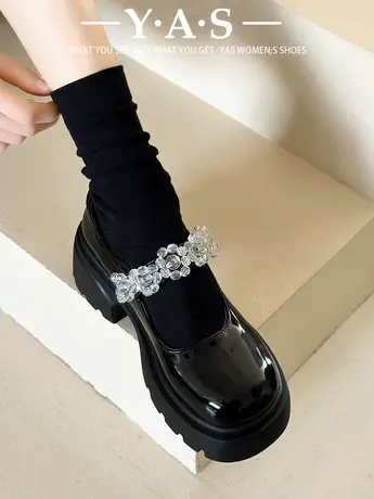 甜酷玛丽珍小皮鞋设计感女小众法式Lolita鞋厚底2024春秋白色单鞋商品大图