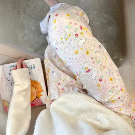 2024新款全棉双层纱布粉粉兔可爱宽松舒适睡裤棉纱家居裤商品大图