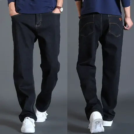 牛仔裤男秋冬厚款直筒宽松裤子中年男士休闲牛仔长裤秋季大码男裤图片