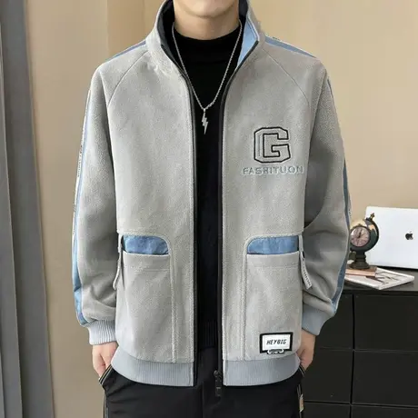 春秋装夹克男立领上衣青少年男装外穿秋衣开衫外套秋季帅气秋衣潮商品大图