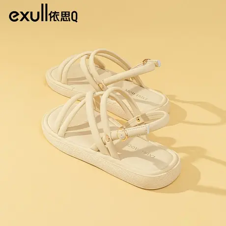 依思q平底凉鞋女款2024今年新款夏季外穿软底罗马厚底踩屎感女鞋商品大图